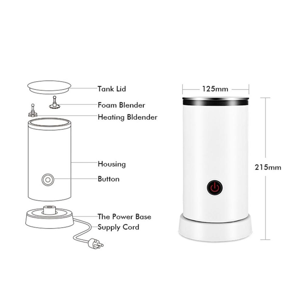 Elektrischer Milchaufschäumer 4-in-1 Deluxe Set - 600 W Leistung 240 ml Kapazität für 8-12 Unzen Heiß- und Kaltmilchschaum geräuschloser Betrieb rutschfester Edelstahl-Milchaufschäumer für perfekte Latte Cappuccino und Macchiato - Innovatives Design für
