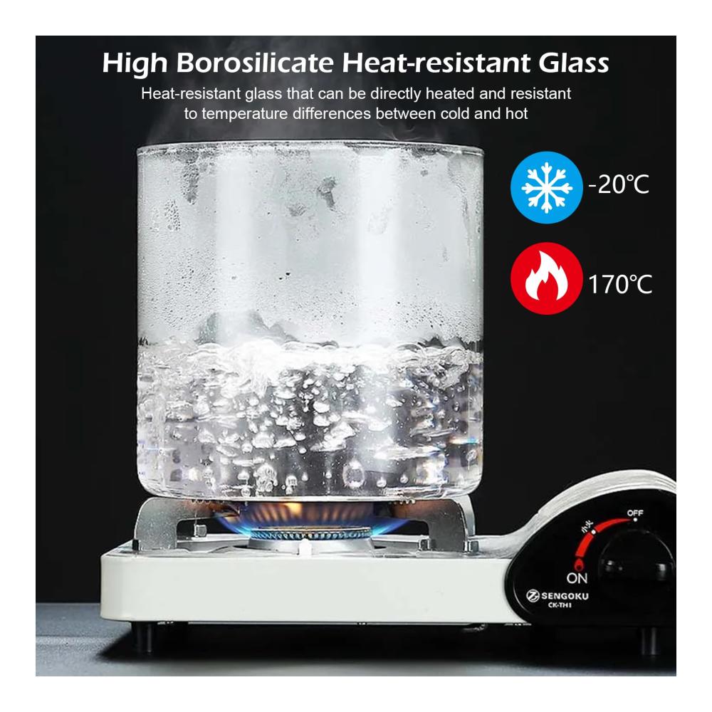 Wasserspender & Getränkespender 5L Glas mit Holzständer Zapfhahn & Deckel | Klarer Saftspender für kalte/heißer Getränke - Auslaufsicherer Limonadenspender | Inkl. Wasserfilter & Kartuschen