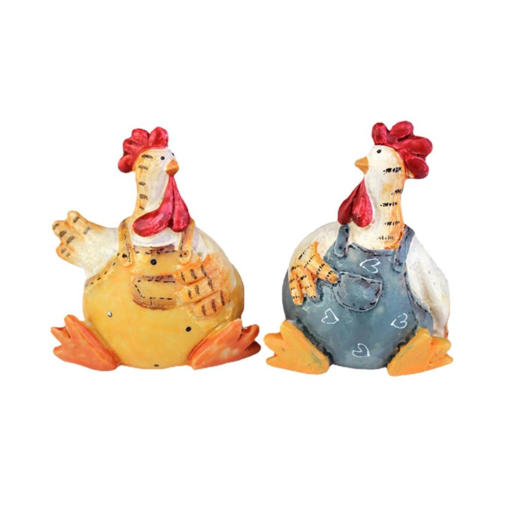Sammelfiguren Niedliches Huhn-Paar aus Harz - Handgefertigte Miniatur-Dekoration für Ostern & Valentinstag - Perfektes Geschenk für Sammler & Huhnliebhaber