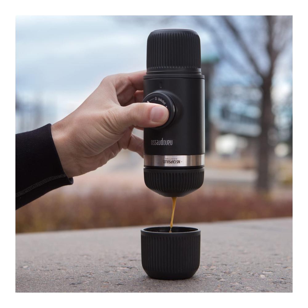 Nanopresso Tragbare Espressomaschine | 1-Tassen-Kaffeemaschinen | Aktualisierte Minipresso-Version | 18 bar Druck | Ideal für Camping & Reisen | Manuell betrieben | Kompakt & Leistungsstark