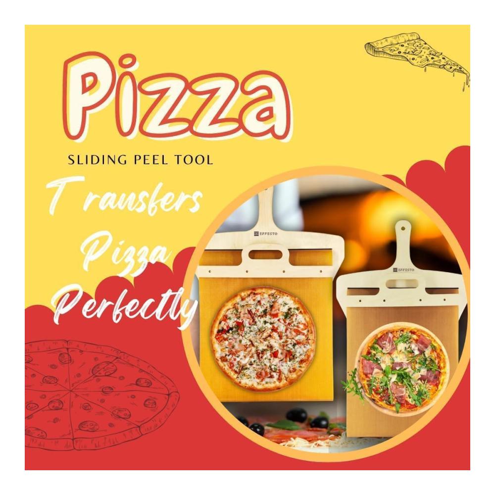 Pizzaschneider | Präzises Schneiden von Pizza mit Sliding Pizza Peel | Ergonomischer Griff | Antihaftbeschichtung | 30 * 60 cm | Perf