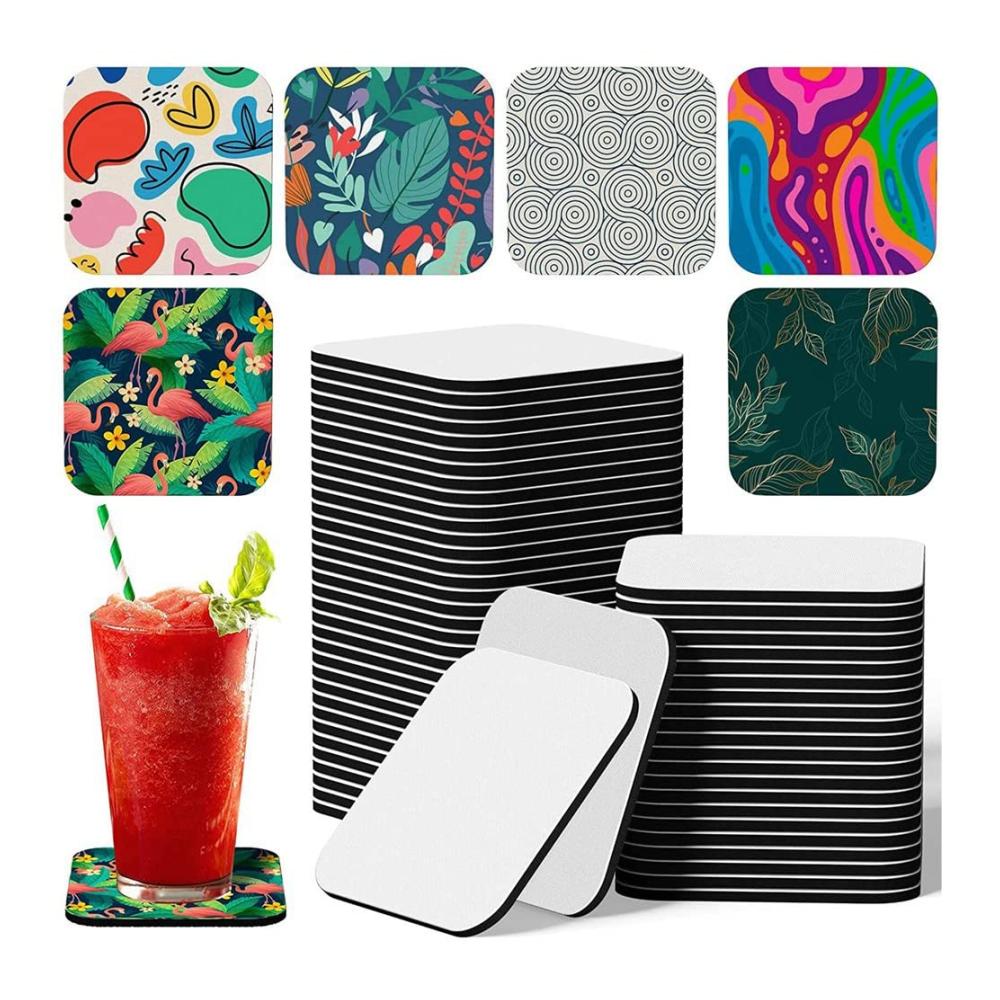 Premium 38-teiliges Sublimations-Untersetzer-Set – Quadratische Leer-Untersetzer für Wärmeübertragung – Ideal für DIY-Projekte – Hitzebeständige Untersetzer für Heim und Büro