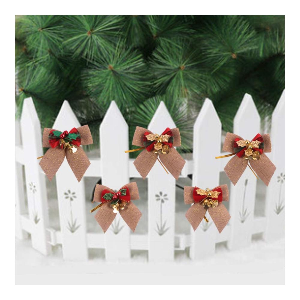 8 Stück Weihnachtsbaum Ornamente Christbaumschmuck Schleifen Schleifen Weihnachten Weihnachtsschleifen Golden Blätter - Exquisite Weihnachtsschleifen & Bänder für festliche Akzente | Perfekt zum Verschönern von Geschenken & Dek