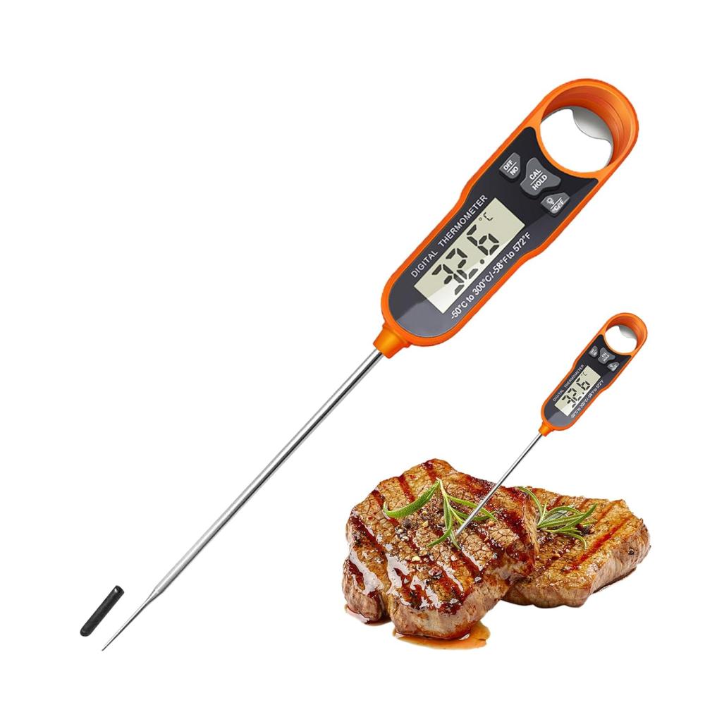 Digitales Bratenthermometer | Sofort ablesbare Fleischtemperatur | Multifunktionaler Lebensmittel-Thermograph mit Flaschenöffner-Design | Ideal für Braten Steaks
