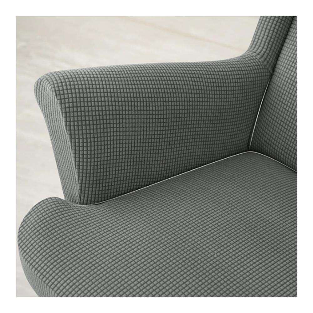 Dehnbare Sesselüberwürfe mit Ottomane und Kissenbezügen – Schonbezug Set mit Stretch-Maiskernvlies für Ohrensessel und Hocker - Stuhlhusse im Tiger-Design (Grün