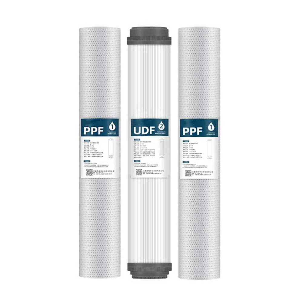 Sichern Sie Ihr Wasser! 3-stufiges Wasserspender-Filterset mit PP-Baumwolle UDF-Granulat-Aktivkohle. Für das ganze Haus 20-Zoll-Wasserreinigungssystem mit Wasserfilterkartuschen. Sauberes Wasser gesundes Leben