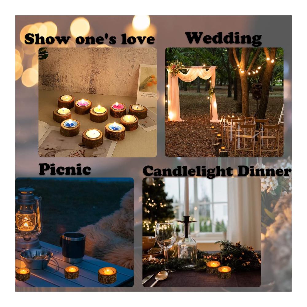 Entdecken Sie 12 rustikale Holz Kerzenständer – Ideale Dekoration für Hochzeiten DIY Projekte & mehr! Perfekt für Valentinstag & gemütliches Heimdekor