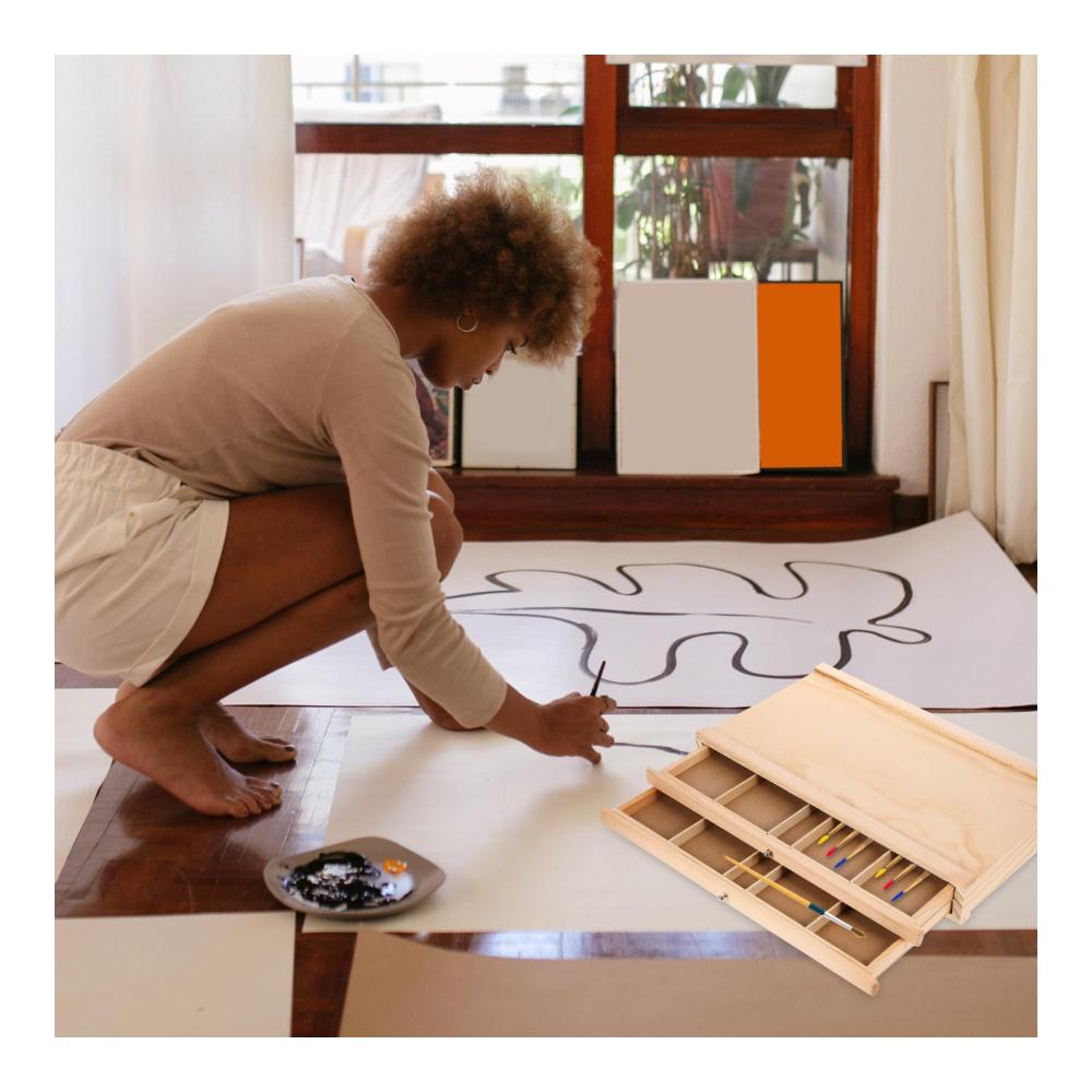 Malkästen Holzkunst Organizer für Pinsel & Stifte - Tragbare Künstlerbox mit Schublade | Aufbewahrungsbox aus Holz für Kunstbedarf & Werkzeug