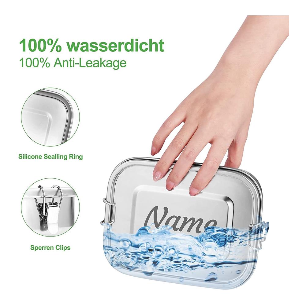 Personalisierte Gravierte Edelstahl Lunchbox Name Lunchbox Bento Box (sty1) - Hochwertige Lunch-Boxen mit individueller Gravur für stilvolles Mittagessen unterwegs - Ideal für Schule Arbeit und Picknicks - Hält Speisen frisch und sicher - Praktisches Geschenk