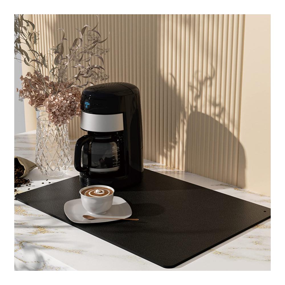 Premium Silikon Abtropfmatte für Geschirrtrocknen - Rutschfeste Kaffeematte für Kaffeevollautomaten Mikrowelle Backofen & Toaster - Feuerfeste Unterlage für eine saubere Küche (S 30 x 50 CM