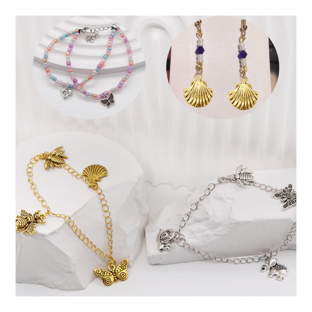 DIY Schmuckherstellungs-Sets Charms Anhänger mit Open Jump Rings für Armband Halskette und Ohrschmuck. Perfekt für Weihnachts- und Urlaubsdekorationen! 200 Stück in Silber & Gold