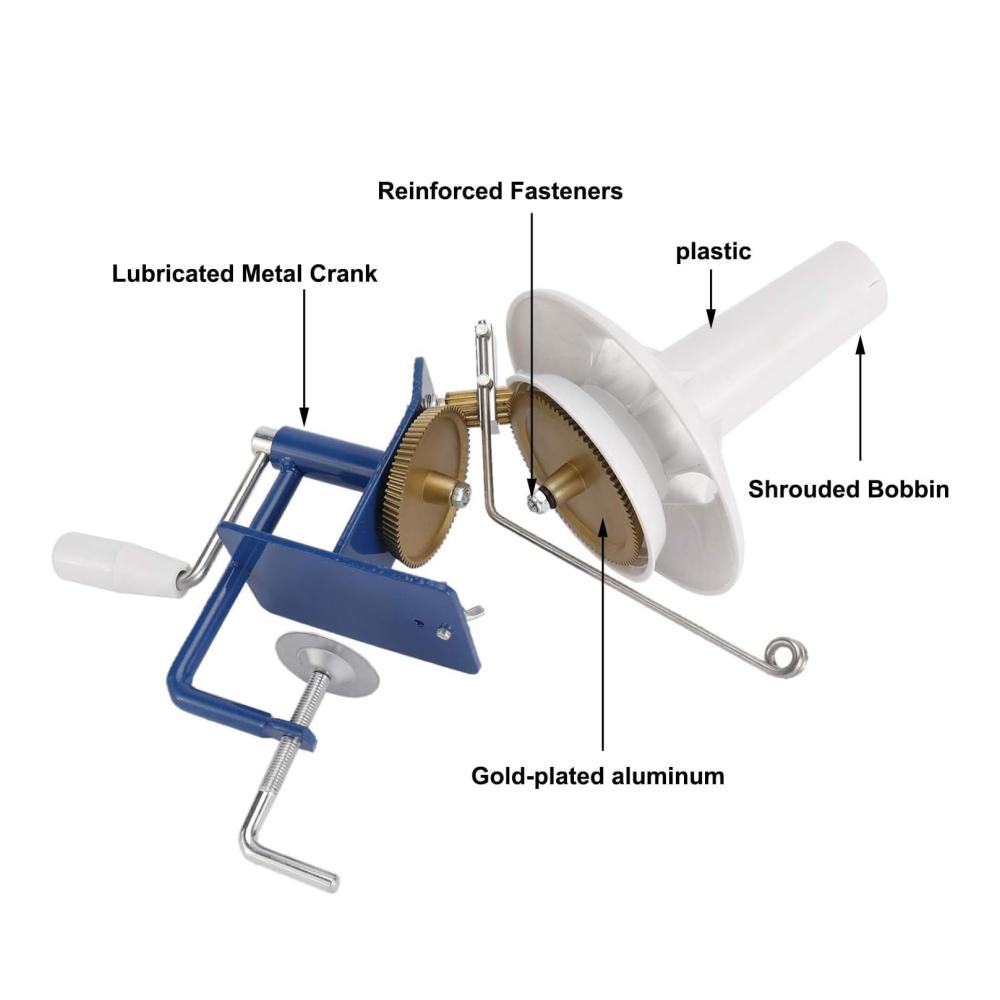 Häkel- & Strickgarn Garnknäuelwickler für Wollsammler - Manueller Wollwickler mit Metallgriff und Tischklemme - Tragbar und einfach zu installieren - Wickelt 200–250 Meter schnell und prä