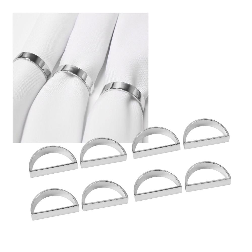 8er Set Edelstahl Serviettenringe - Glänzende Halbkreisform verhindert Ausbleichen & Rost - Perfekt für Abendessen Jahrest