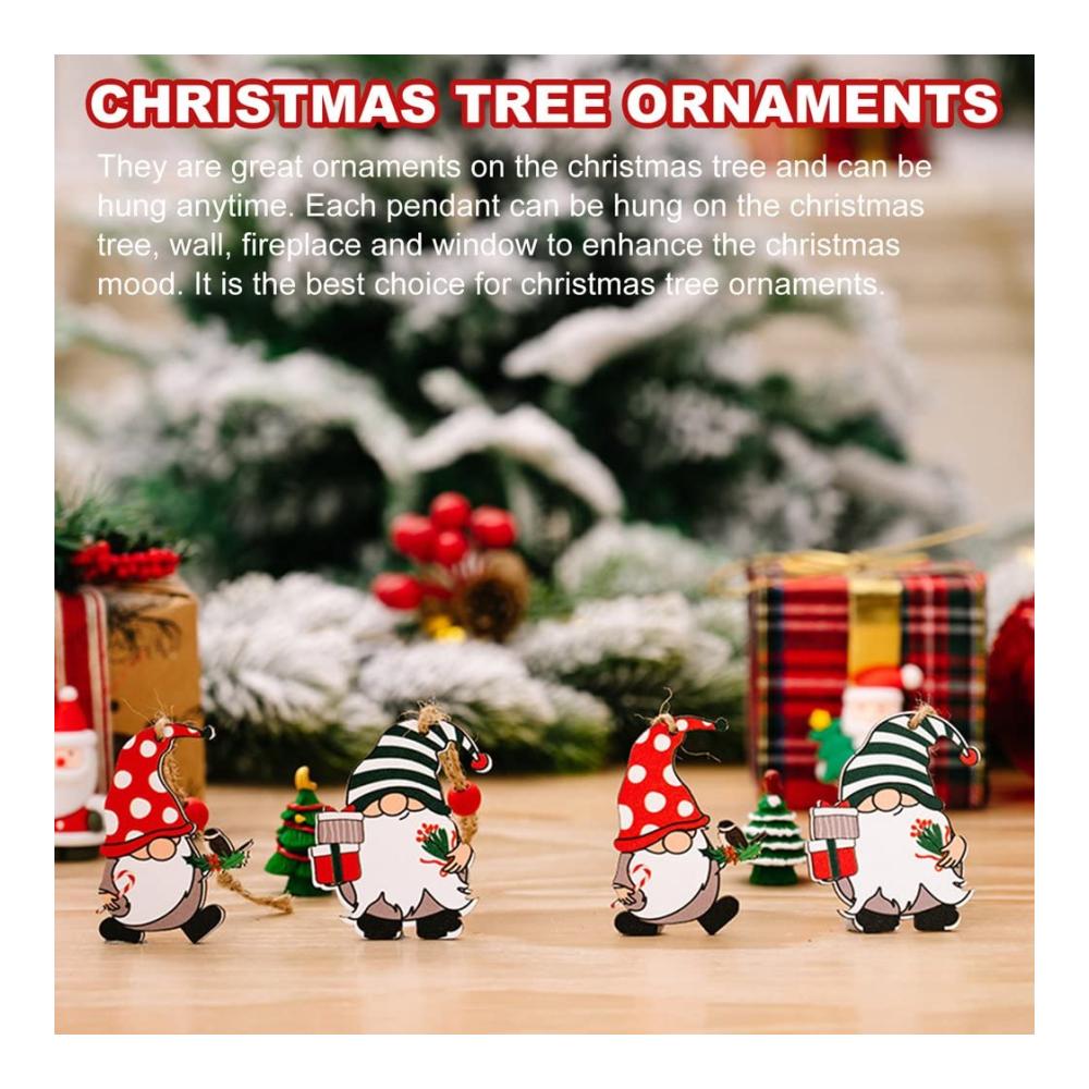 Charmante Weihnachtsbaum-Anhänger aus Holz - 4er Set mit niedlichen Cartoon-Drucken für festliche Dekorationen - Perfekte Baum-Anhänger für die Feiertage