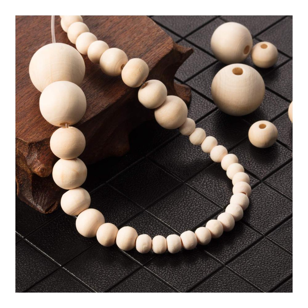 1105 Stück Natürliche Holzperlen Set - Runde Kugeln in 6 Größen (6-20mm) - Unbehandelte Holzperlen zum Basteln Schmuckherstellung & Dekoration - DIY Holzperlen & Zubeh