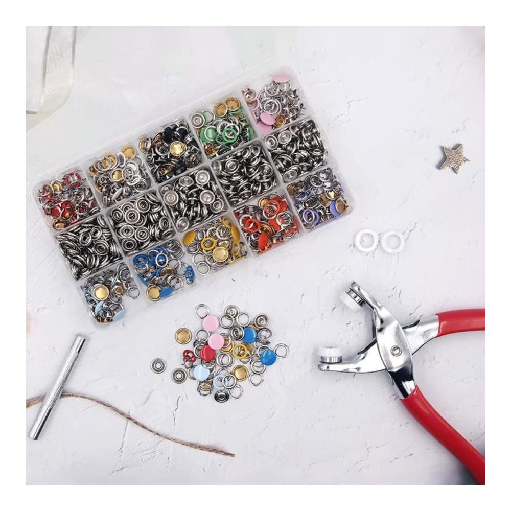 Entdecken Sie Qualität und Vielseitigkeit 200er Set Druckknopf mit Zange – Hohle und Solide Metallknöpfe für Nähen Handwerk Leder - Nähzubehör für Kle