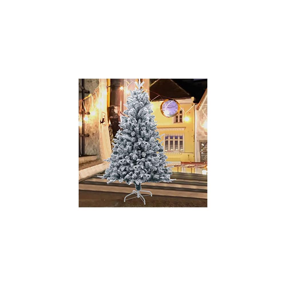 Authentischer künstlicher Weihnachtsbaum Schneebeflockt 21 m mit Metallständer für Zuhause Büro und Party - Vollständiger Baum für festliche Freude - Ein nützliches und glückliches Geschenk