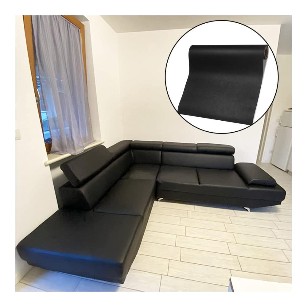 Hochwertiger Textilkleber für schnelle und einfache Reparaturen - Reparaturset für Leder Kunstleder & Textilien - Selbstklebendes Patch-Kit für Sofas Autositze Bürostühle & mehr (Schwarz
