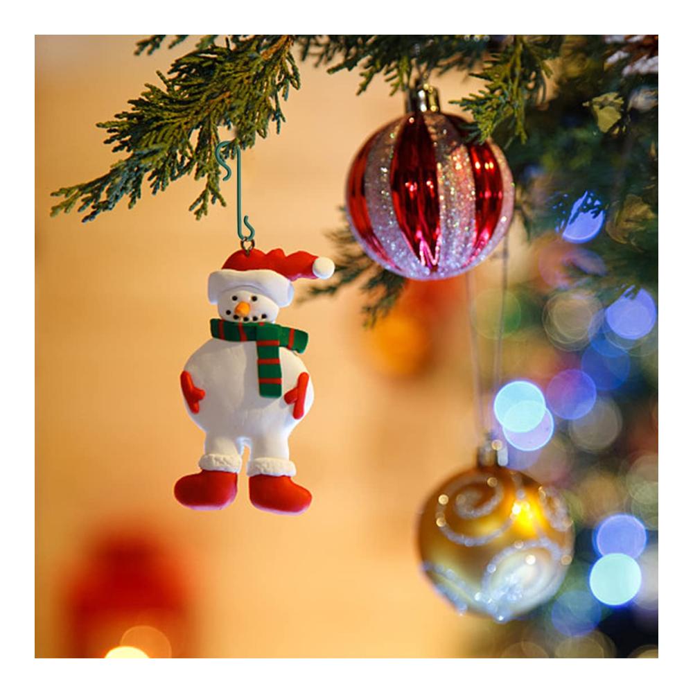 100 Stück Mini-Christbaumkugelhaken-Set - Grüne Kunststoff-Halterung für Weihnachtsbaumschmuck - Praktische Ornamentaufhänger für festliche Dekorationen