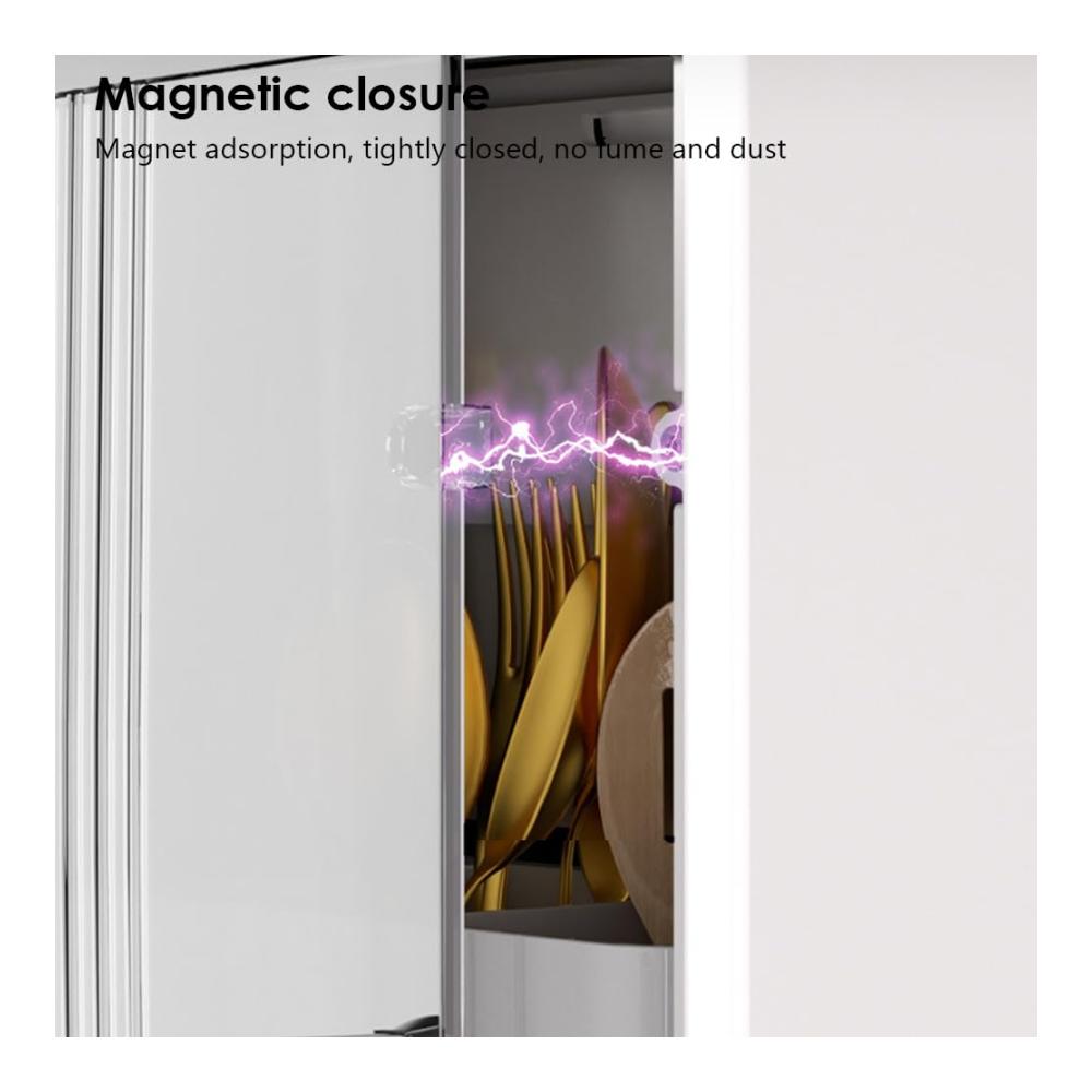 Essstäbchen und Besteck Aufbewahrung | Wandmontiertes Regal mit Abdeckung | Staubdicht & Organisiert | LED-Anzeige | Platzsparendes Küchenzubehör
