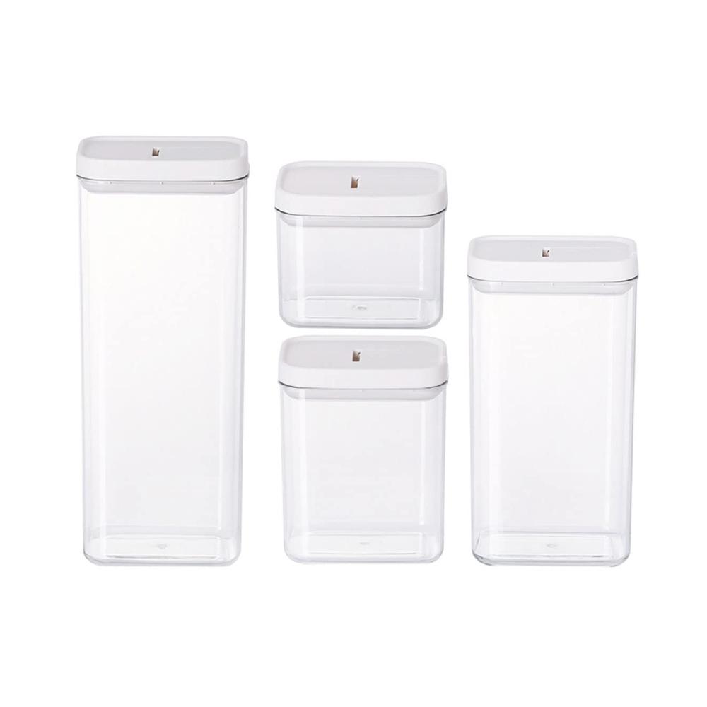 Organisiere deine Küche mit Stil Vorratsdosen Set aus BPA-freiem klarem Kunststoff - 4er Pack Küchenbehälter mit Deckel für Teigwaren Müsli Zucker & Mehl