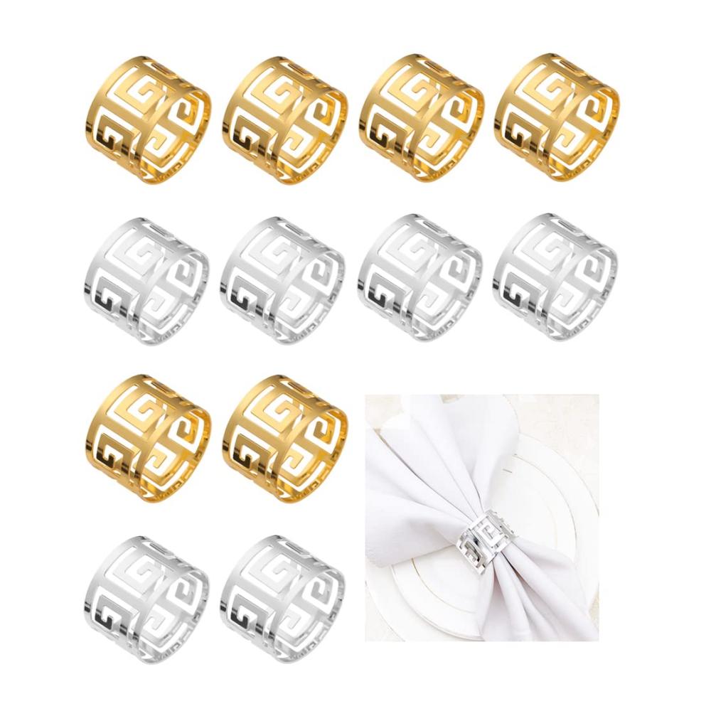 Edle Serviettenringe Set aus Metall - 12 Stück Gold & Silber Serviettenhalter für stilvolle Tischdekorationen bei Hochzeiten Partys & Festen - Perfekt für Weihnachten Familienfeiern & mehr