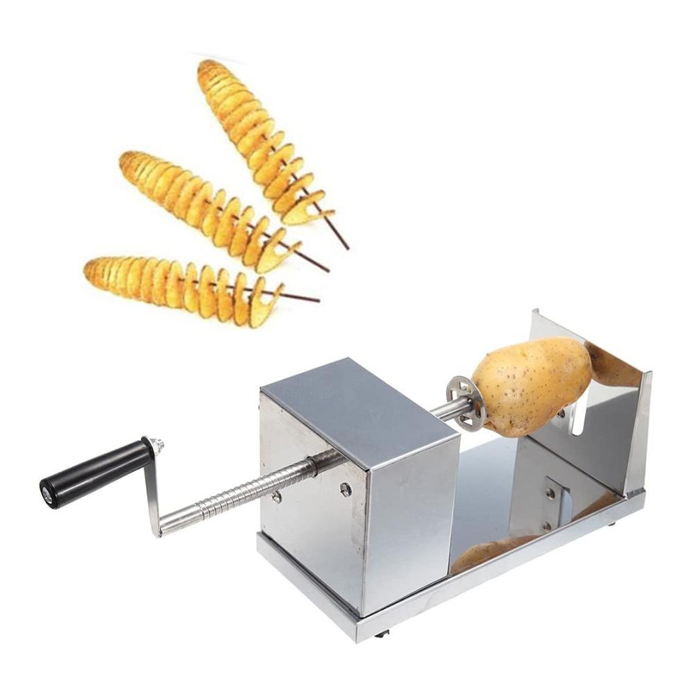 Spiralschneider Edelstahl - Perfekt für Kartoffeln Obst & Gemüse - Manueller Kartoffelschneider mit Kurbel und rutschfesten Gummifüßen - Ideales Küchenhelfer & Kochzubehör für Tornado Chips und mehr