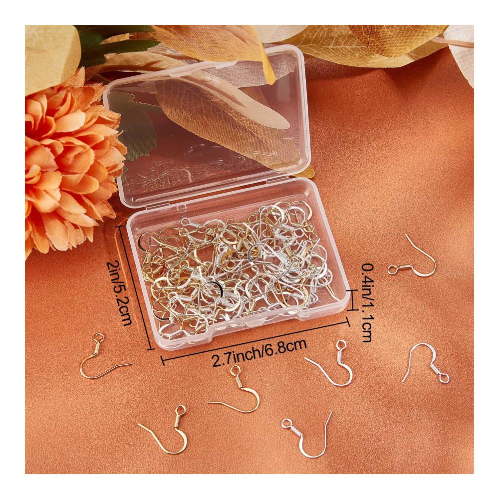 Entdecken Sie den Glanz 100 Ohrhaken in 2 Farben - Edle Angelhaken in 24K Gold & Sterling Silber Vergoldung. Brillante Messing-Ohrhaken für DIY-Ohrringe. Inklusive Ohrringherstellungsset und transparenter Aufbewahrungsbox. Perfekt für einzigartigen Ohrsch