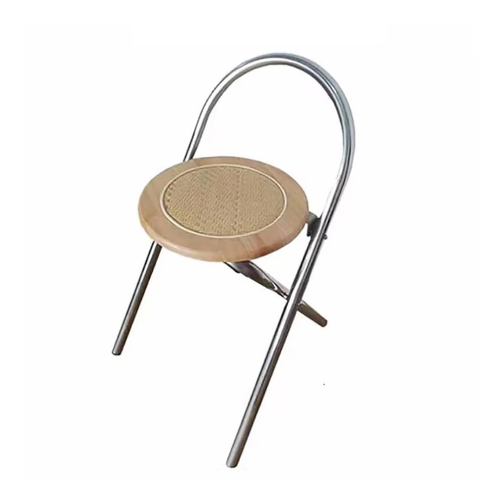 Entdecken Sie Komfort und Stil Klappbarer Esszimmerstuhl in Vintage-Rattanoptik Massivholz gewebte Polsterung – Ideal für Esszimmer Wohnzimmer und Schlafzimmer – Natürliche Holzfarbe
