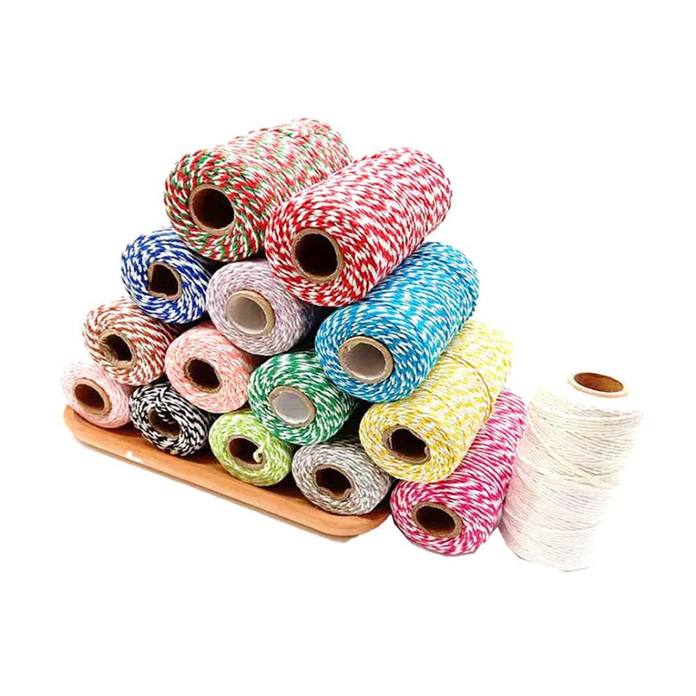 Häkel- & Strickgarn Bunt gemischtes Baumwollgarn 200m für Floristik Geschenke DIY-Kunst Etiketten Backen Gartenarbeit & Metzgerei (2 mm