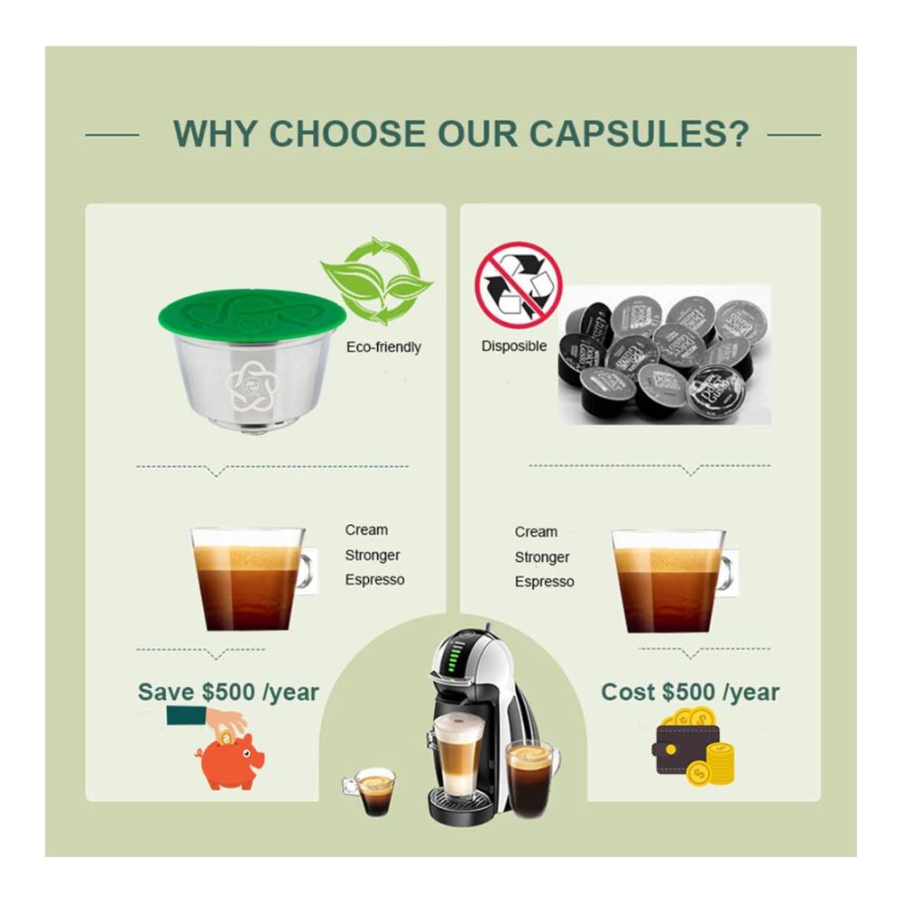 Mehrwegfilter für Dolce Gusto Nachhaltige Edelstahl Kaffeekapseln von I Cafilas - 2er Set für umweltbewussten Kaffeegenuss - Wiederverwendbare Kapseln für köstlichen Dolce Gusto Kaffee