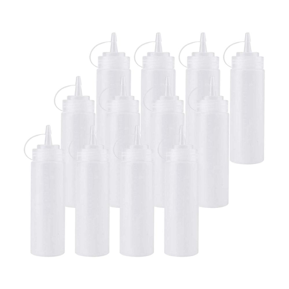 12er Set Dressing-Shaker 8 Unzen Quetschflaschen mit Twist Cap Deckel für Sauce Ketchup BBQ Farbe - Praktisches Zubehör für die Küche