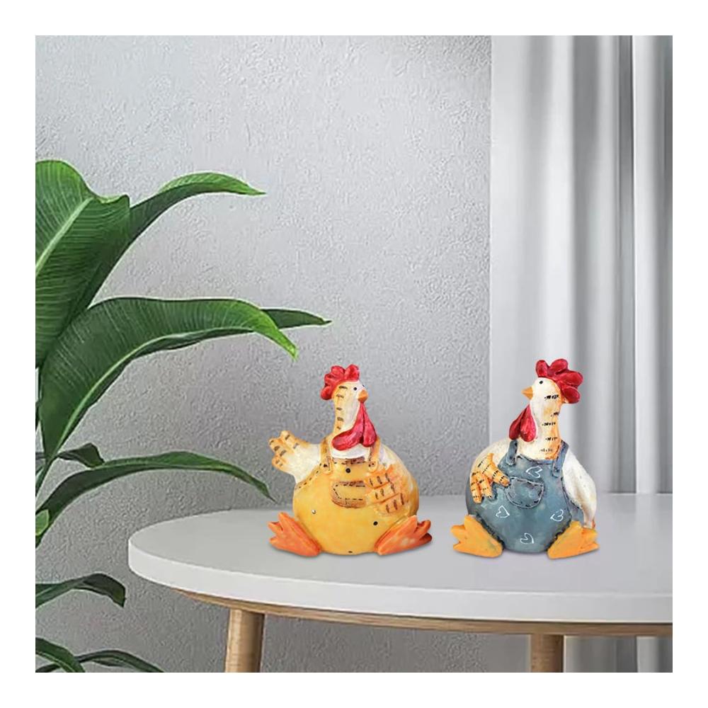 Sammelfiguren Niedliches Huhn-Paar aus Harz - Handgefertigte Miniatur-Dekoration für Ostern & Valentinstag - Perfektes Geschenk für Sammler & Huhnliebhaber