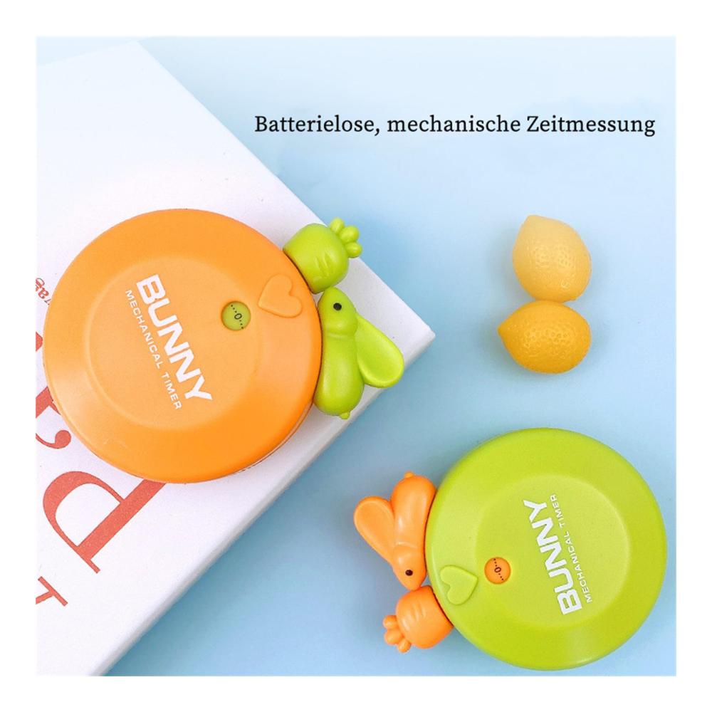 Entdecken Sie Präzision und Spaß Herfair Timer Mechanischer Küchentimer - 55 Minuten Countdown mit Magneten Lustiges Kaninchen & Karotte Design - Zeitmanagement leicht gemacht (Grün) - Perfekter Kurzzeitmesser für Ihre Küche