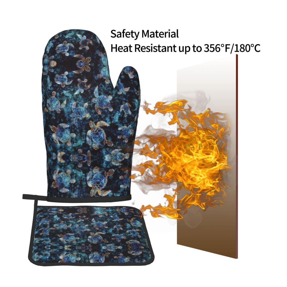 Ofenhandschuhe und Topflappen Meeresschildkröte hitzebeständig zum Grillen Kochen Mikrowelle leicht zu reinigen 2 Stück – Schützen Sie Ihre Hände mit Stil beim Kochen! Ideal für Grillabende und Küchenar