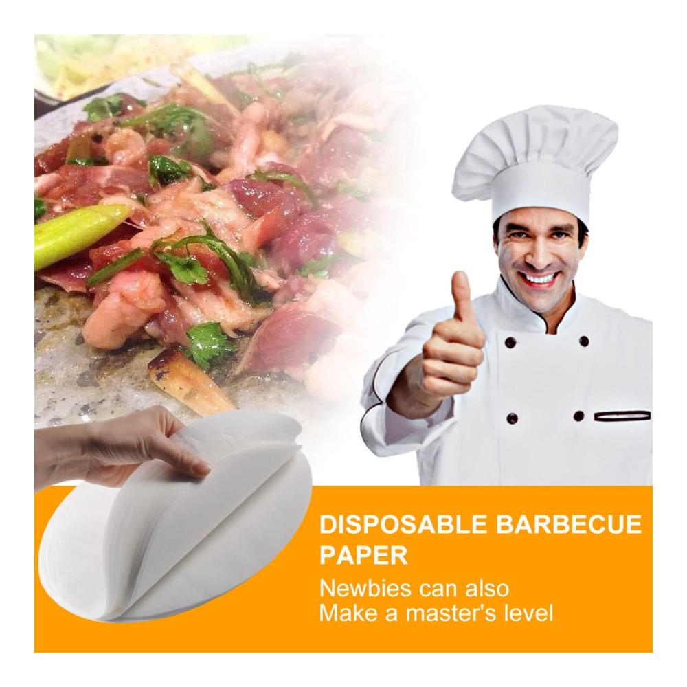 Entdecken Sie die Magie des Backens mit unseren Premium Backunterlagen - 100 Stück Antihaftbeschichtete Runde Papier-Backbleche perfekt für Zuhause Grillen und Kochen im Freien. Verwöhnen Sie Ihre Sinne und erleben Sie köstliche Ergebn