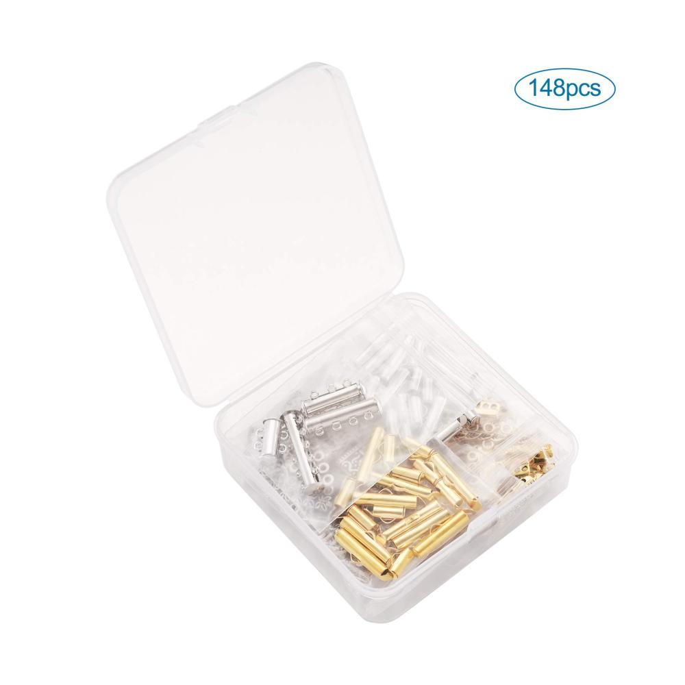 Magnetverschluss-Set Innovatives Design für Halsketten & Armbänder - Inklusive Schiebeverschluss Endrohr-Verschlüssen & Abstandshaltern - Perfekt für Schmuckherstellung