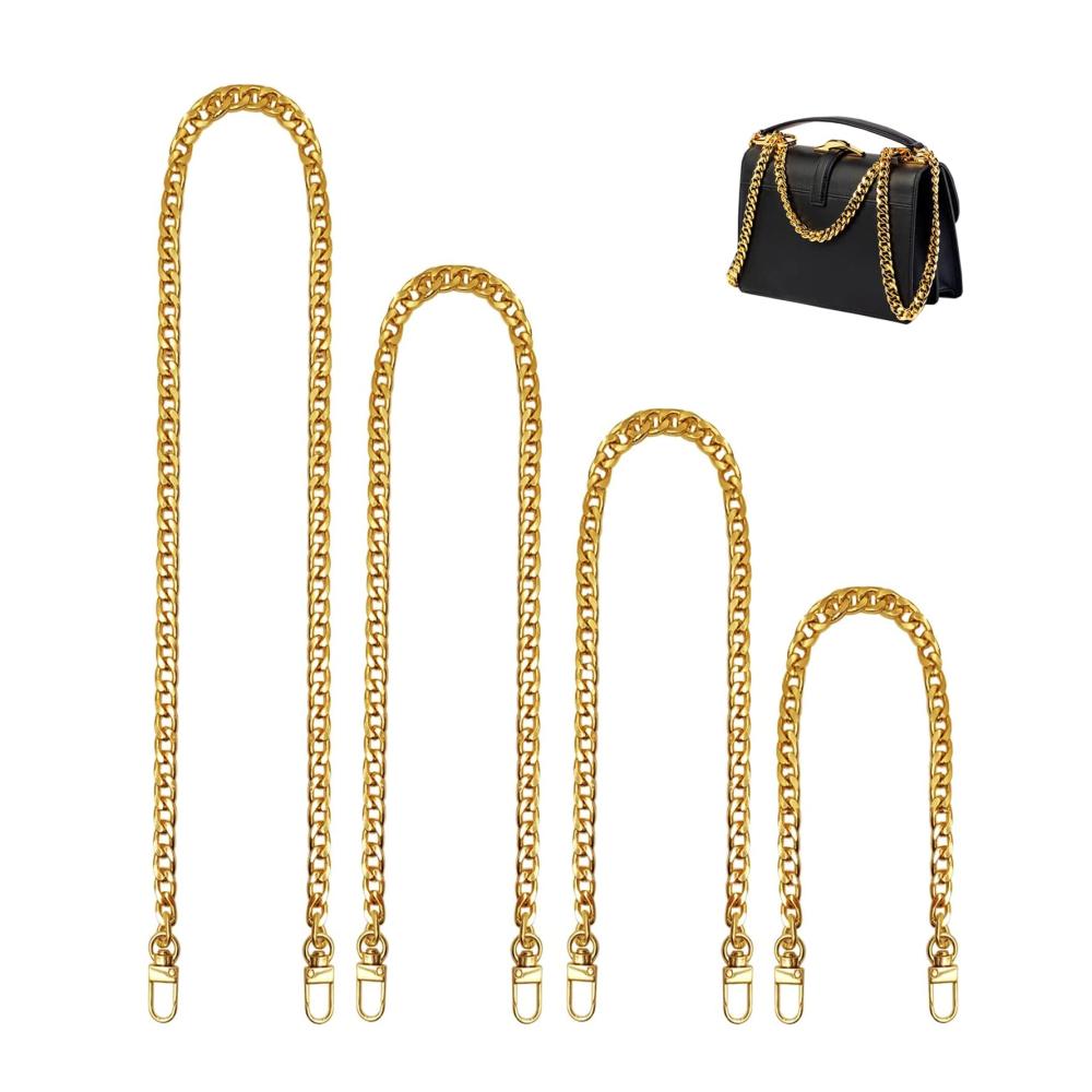 Exklusive Handwerkskunst Hochwertige Taschenkette Set (4 Stück) - Goldene Umhängetaschenkette und Schulterriemen (40/60/100/120cm) für stilvolle Damenhandtaschen. Perfekt für Taschenherstellung Basteln Malen & Handarbeiten
