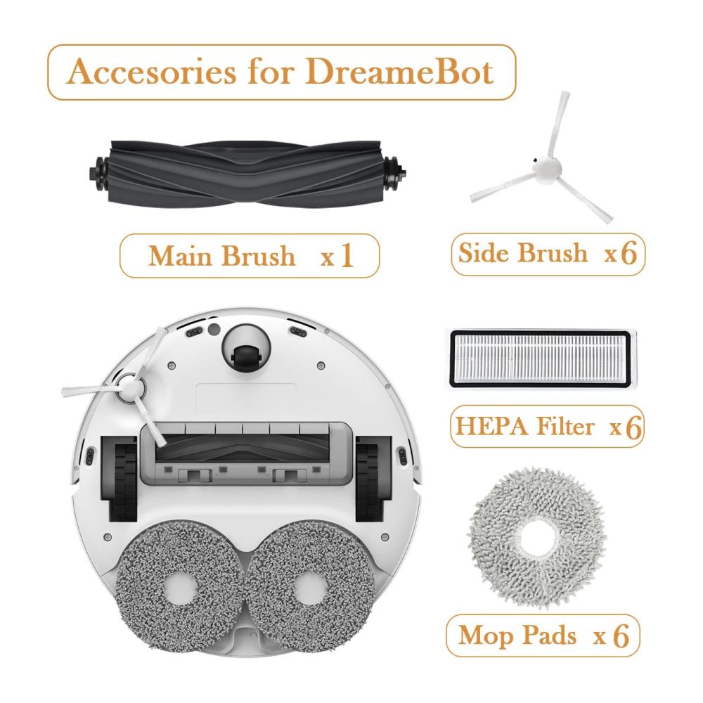 Entdecken Sie das Ultimative Zubehörpaket für Dreame L10s Ultra/L10 Ultra/L10s Pro! Ersatzteile Set für Xiaomi X10 Plus - 1 Bürste 6 HEPA Filter 6 Wischpads 6 Seitenbürsten. Erhalten Sie Spitzenleistung mit hochwertigen Ersatzteilen