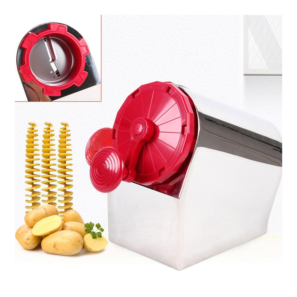 Entdecken Sie die Perfektion Manuelle Kartoffelschneidemaschine - Ideal für Spiral-Kartoffelschnitte und Gemüseschneiden - Inklusive hochwertiger 3* Edelstahlklingen