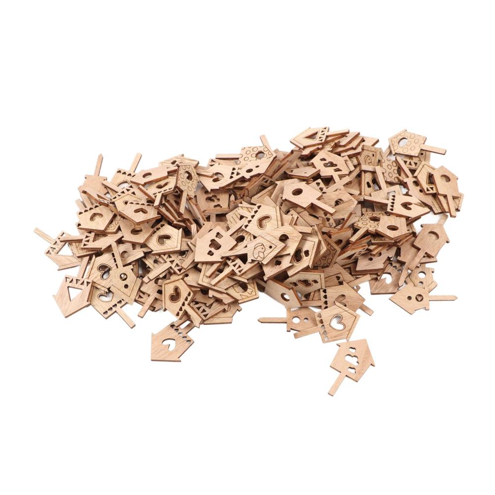 Entdecken Sie die natürliche Schönheit von Unbehandeltem Holz! Holzhaus-Ausschnitt Hell 200 Stück mit abgerundeten Kanten. Vogelkäfig-Ausschnitt für Kunsthandwerk mit klaren Linien. Hochwertiges DIY-Material für kreative Proj