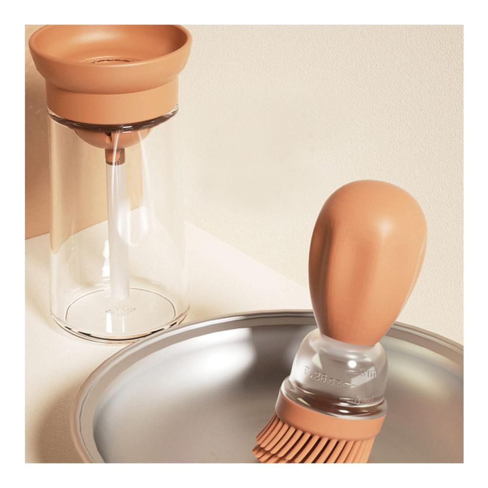 Flaschenkörbe & -träger oushebck Ölflasche mit Pinsel Silikon PP Sieb & PE Saugschlauch Borosilikatglas Skala - Ideal für Speiseöl Olivenöl Salat BBQ Pasta Grillen