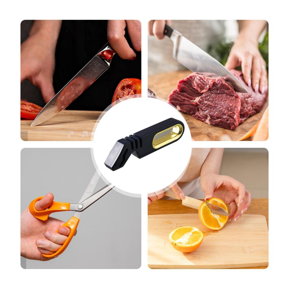 Manuelle Messerschärfer 4-Stufen-Küchenmesserzubehör für präzise Schärfe - inklusive Scheren. Ergonomisches Design für Profi-Ergebnisse
