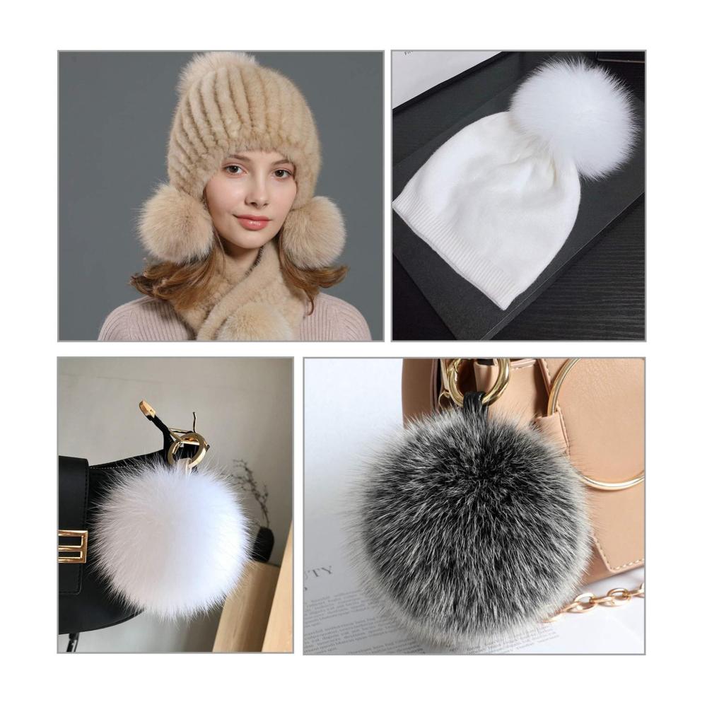 Strick- & Häkelzubehör 16er Set Kunstfell Bommel mit Druckknopf - 8CM/10CM/12CM/14CM - Vielseitige Fellbommel für Mützen Hüte Schuhe Schals Taschen & Schlüsselanhänger - Hochwertige Accessoires