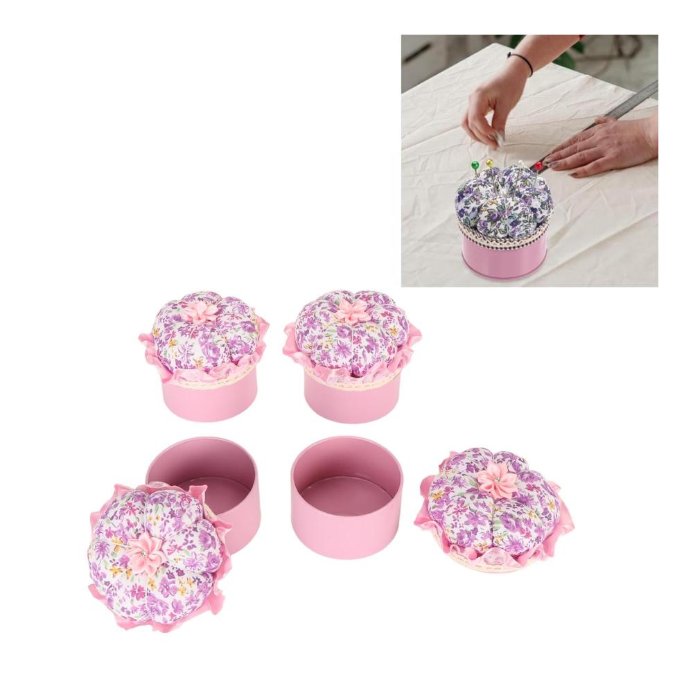 Erfrischendes Blumenmuster! Praktisches Nadelkissen-Set – Sicher & Stilvoll – 4er-Pack für Kreative – Weicher Stoff Langlebige Qualität