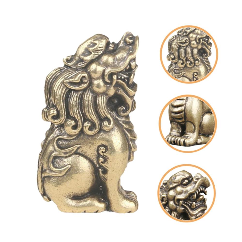 Exquisite Puppen-Sammlerstücke Feng-Shui Pi Yao Reichtumsskulptur aus Messing Bürodekoration mit Löwenfigur handgefertigtes Bastelornament für Glück und Wohlstand