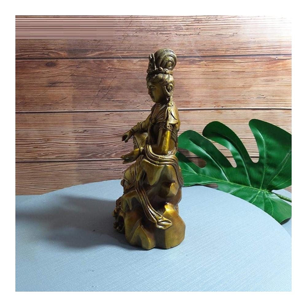 Bronze Buddha-Statue Dekorative Skulptur für Zuhause - Handgefertigte Avalokitesvara Figur aus reinem Kupfer - Einzigartiges Sammlerstück - Feng Shui Dekoration