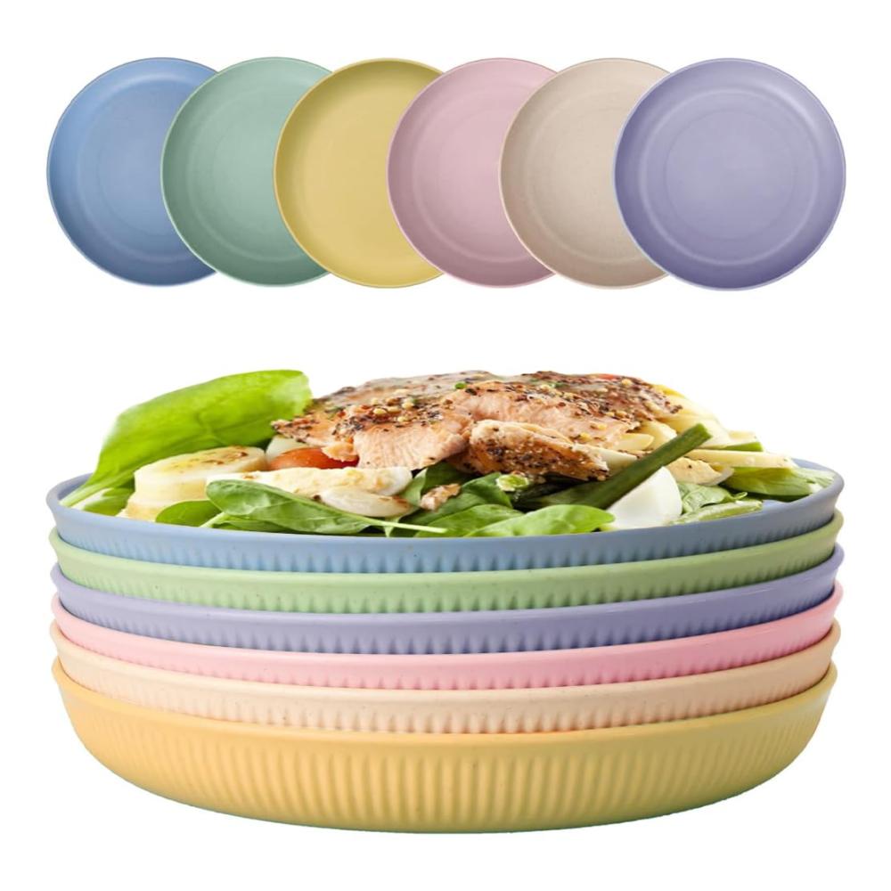 Hochwertige 6er Set Speiseteller aus bruchsicherem Material – Ideal für Salat Pasta und mehr – 9 Zoll Robuste Dinner Plates für Zuhause Partys – Mikrowellen- und Spülmaschinenfest