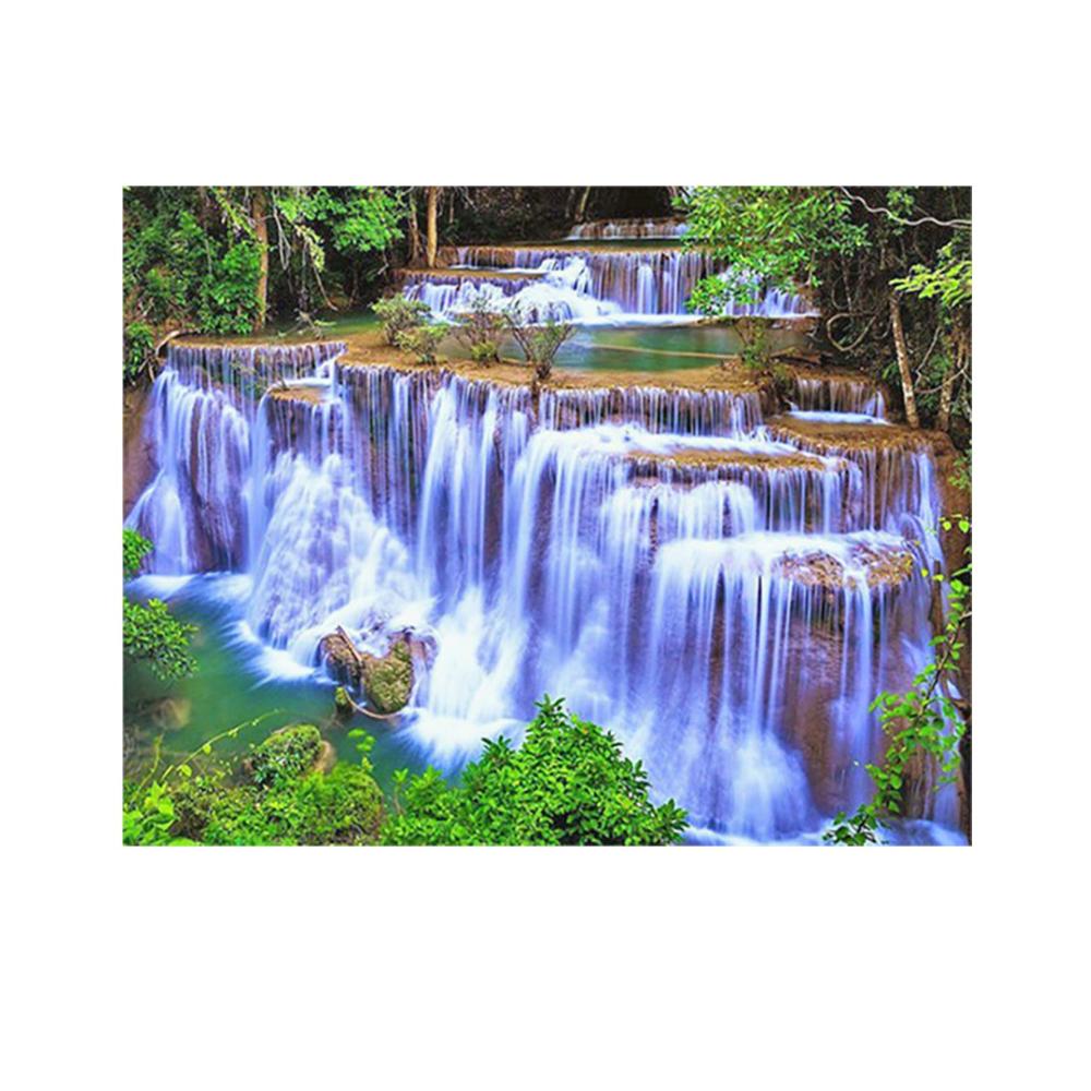 Diamant Malerei Erwachsene Vorbedruckte Kreuzstich Sets - Entdecken Sie die Schönheit von Wasserfällen mit diesem 50x40 cm Malen nach Zahlen Set. Echte Diamanten für ein funkelndes Meisterwerk der Natur. Perfekt für Diamond Painting Liebhaber die die Magie von Landschaften und Natur lieben