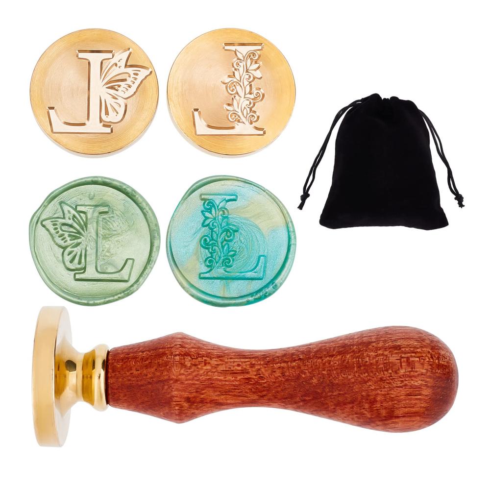 craspire 2 STÜCKE Haftwachs Siegelstempel | Vintage Initial L Alphabet Siegelstempel | Abnehmbarer Messingkopf & Holzgriff | Perfekt für Umschläge Einladungen & Geschenke